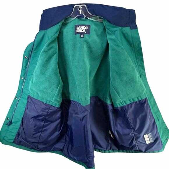 Lands End Squall Raincoat Women L Green Hooded Jacket Waterproof Outdoor Travel - Picture 4 of 16